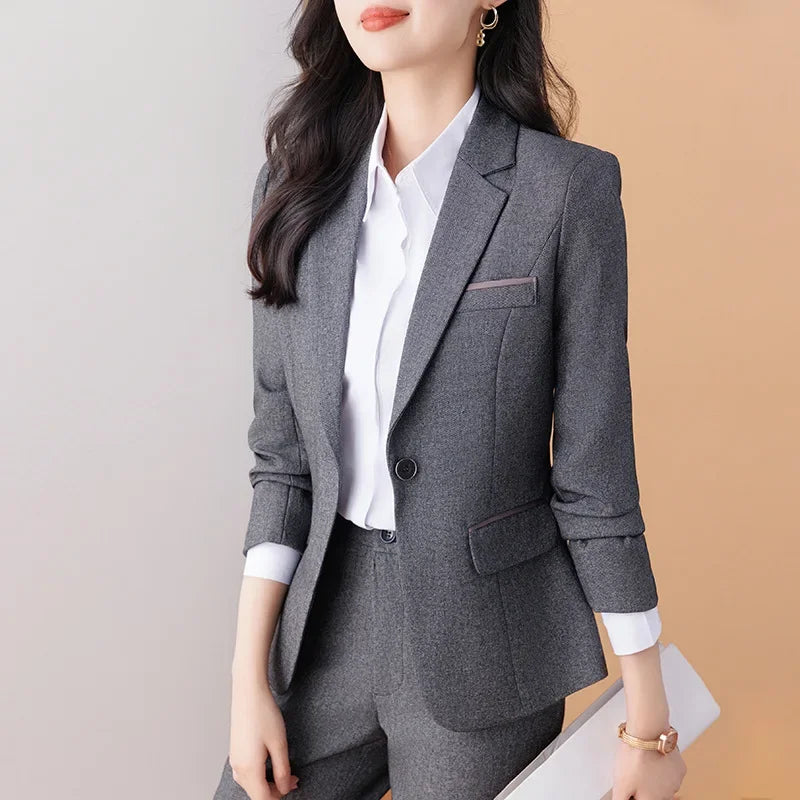 Elegant Western-Style Black Suit Jacket For Women Fashionable Professional Workwear Ideal For Interviews And Office Settings