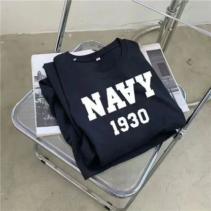 Summer Simple Casual Korean Fashion Letter Print Oversize Loose Round Neck Short Sleeve Dress for Women