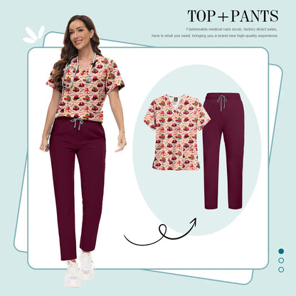 Scrubs Uniforms Sets High-quality Medical Scrub Multicolor Animal Printed Women Scrub Tops Medical Scrubs Uniform Nurse Lab Wear