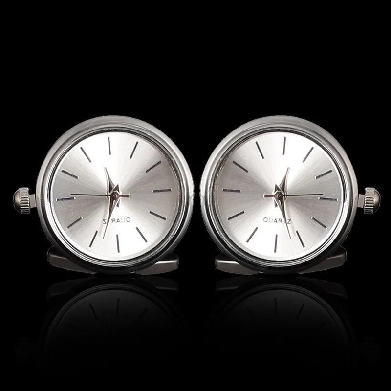 Luxury Cufflinks Watch Rotatable Electronic Functional Buckle Business Mens Cufflinks Gold Slivery Mechanical Watch Cuff Links