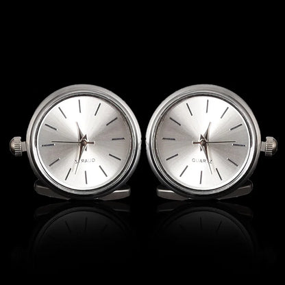 Luxury Cufflinks Watch Rotatable Electronic Functional Buckle Business Mens Cufflinks Gold Slivery Mechanical Watch Cuff Links