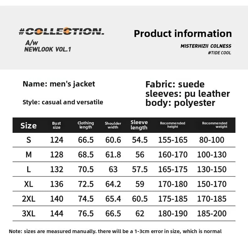 American Retro Suede Baseball Jacket Men's Spring Autumn Casual Leather Sleeve Outerwear JK819 Public Version Couple's Style