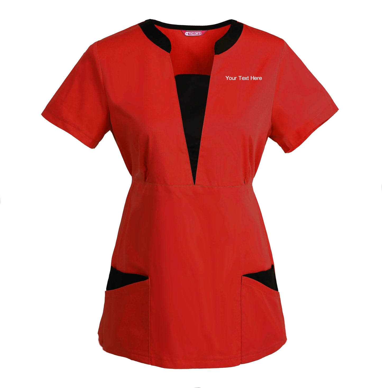 Women's Embroidered Scrub Top Nursing Uniform Blouse Short Sleeve Working Top with Pockets Personalized with your Text