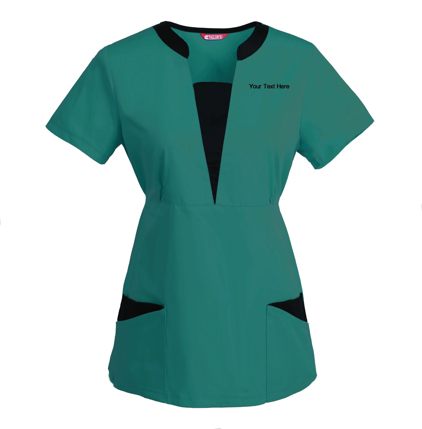 Women's Embroidered Scrub Top Nursing Uniform Blouse Short Sleeve Working Top with Pockets Personalized with your Text
