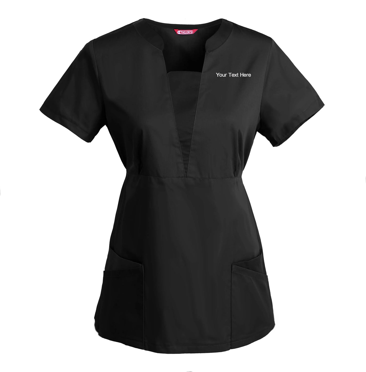 Women's Embroidered Scrub Top Nursing Uniform Blouse Short Sleeve Working Top with Pockets Personalized with your Text