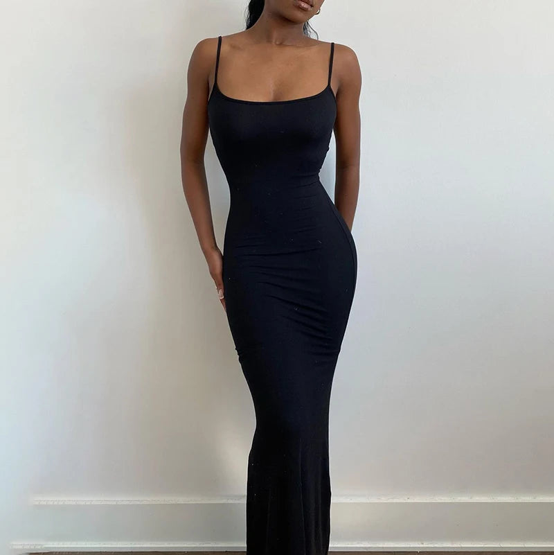Satin Slip Sleeveless Backless Maxi Dress Women 2022 Y2k Summer Bodycon Elegant Sexy Outfits Ladies Birthday Party Club Sundress