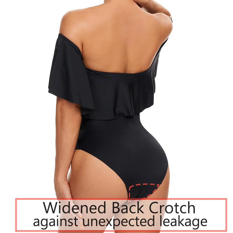 Period Swimsuits One-piece Swimwear Fast Absorption 4-Layer Leak Proof Menstrual Beachwear Period Panties Women's Underwear