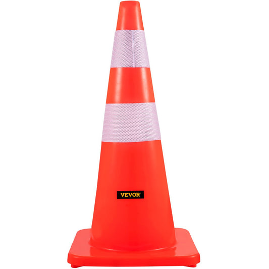 VEVOR Safety Cones,  Cm Height, 12 PCS PVC Orange Traffic Cone With 2 Reflective Collars And Weighted Base, Used For Traffic Control, Driveway Road Parking And School Improvement