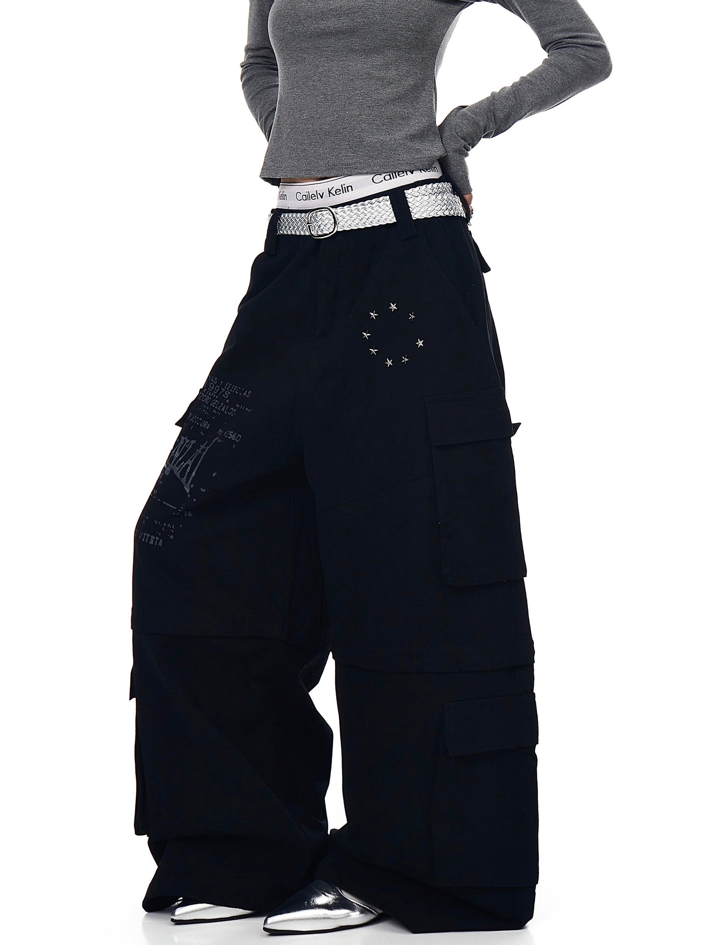 Removable Multi-pocket Cargo Pants Loose Wide-leg Pants
