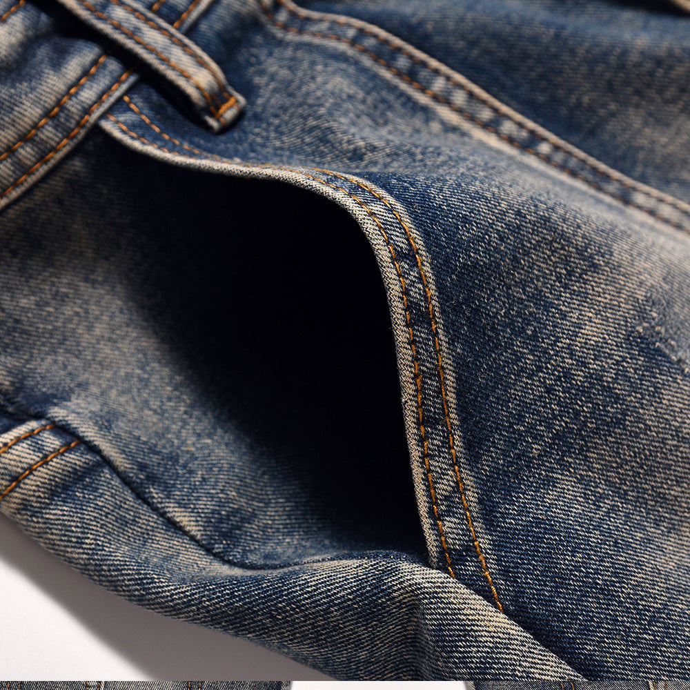 Fashion Personalized Washed Worn Jeans Men