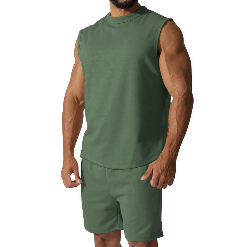Sleeveless Sports Suit Men's Casual Thin Top Solid Color