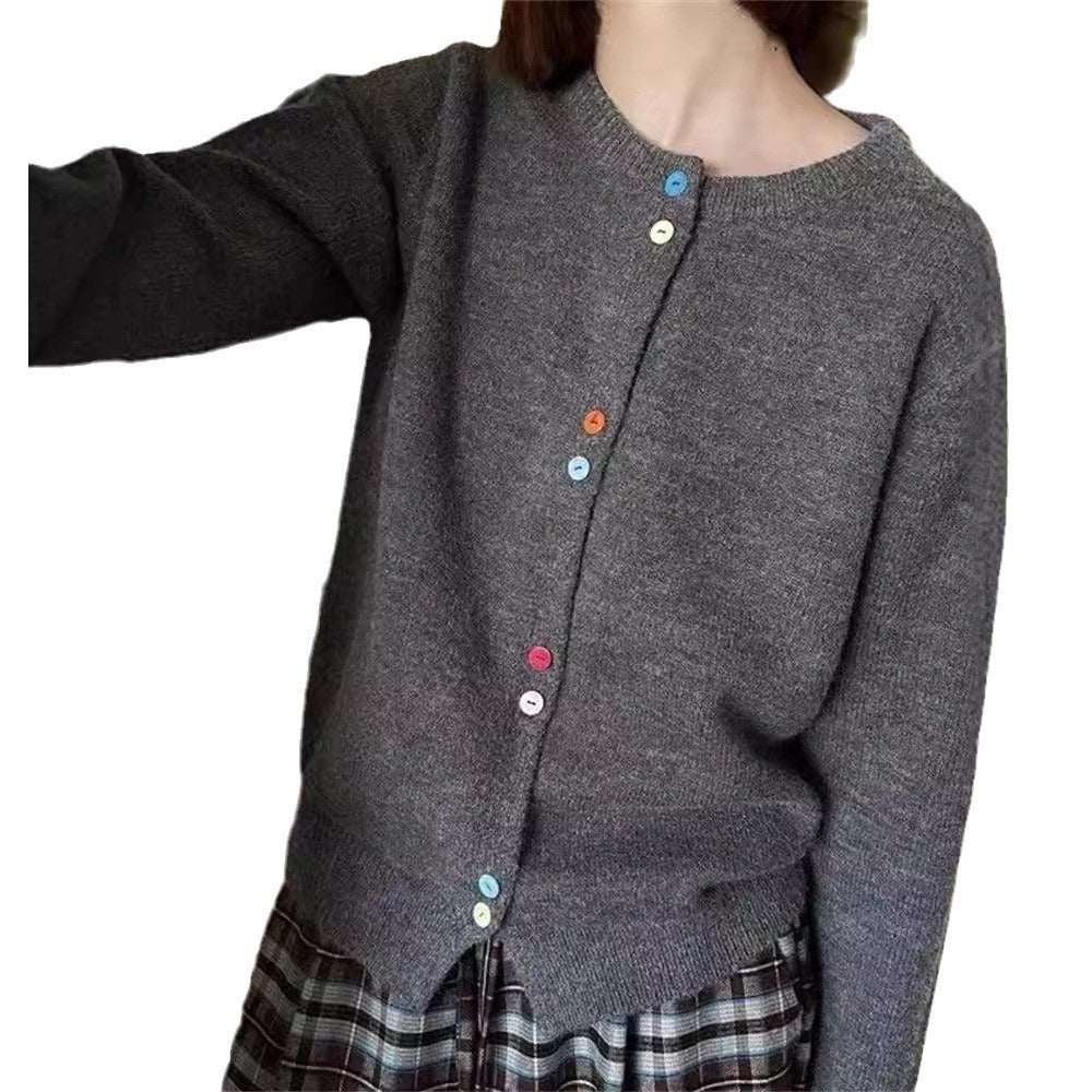 New Solid Color Loose And Lazy Style Cropped Sweater Coat