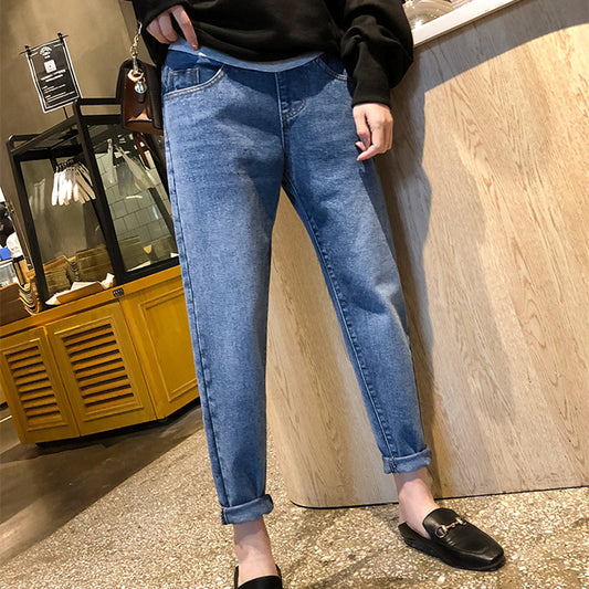 Autumn and winter pregnant women pants plus velvet loose harem pants warm pregnant women daddy pants pregnant belly lift