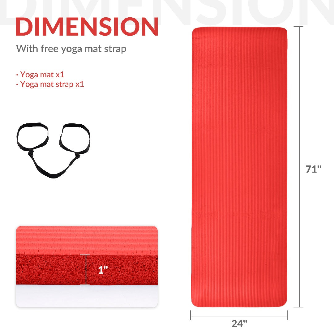 Only Supports Self Pickup-Yoga Mat, One Inch Thickened High-density Practice Mat, Tear-resistant Practice Yoga Mat With Straps, Suitable For All Kinds Of Yoga Practice