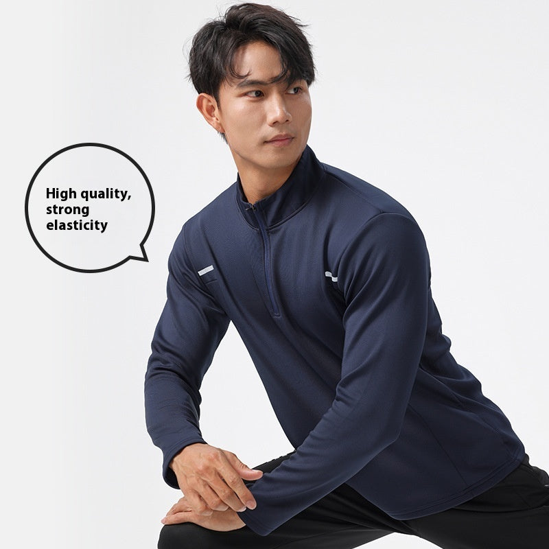 Outdoor Windproof Quick Drying Clothes Casual Sports Men's Half Zipper Top Training Wear
