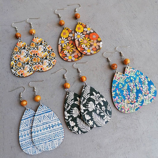 Vintage Ethnic Boho Drop Earrings Floral