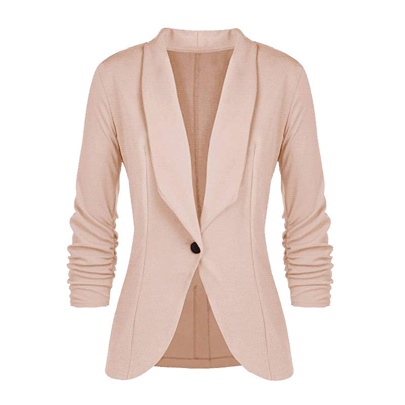 Fall Women's Clothing Pleated Sleeve Work Office Jacket Small Suit