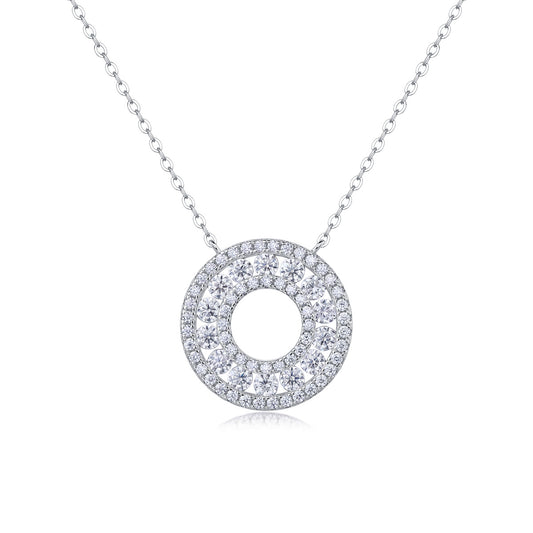 Reciprocating Luxury Fashion Diamond Pendant Necklace Set With Mosan Diamond Silver Ornaments