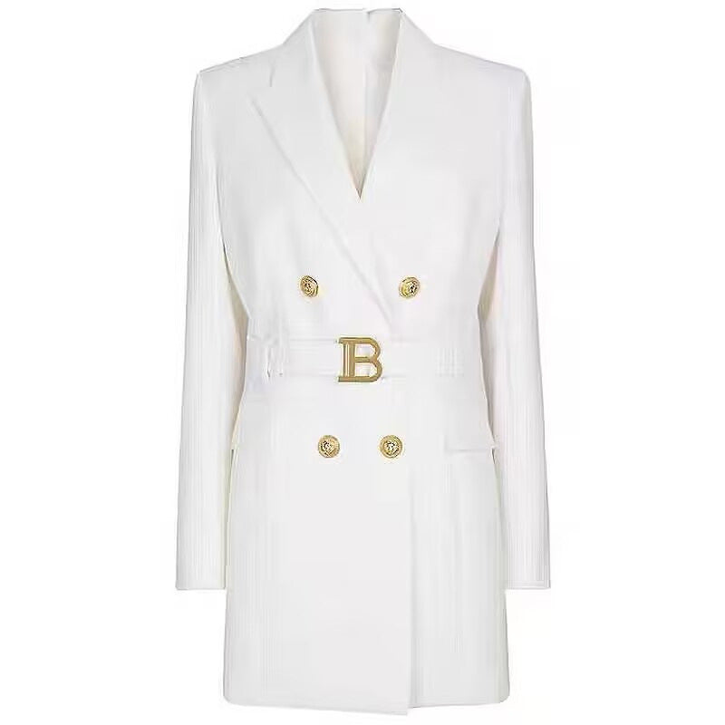 Fashionable Slim-fit Belted Long-sleeved Elegant Commuter Suit Dress