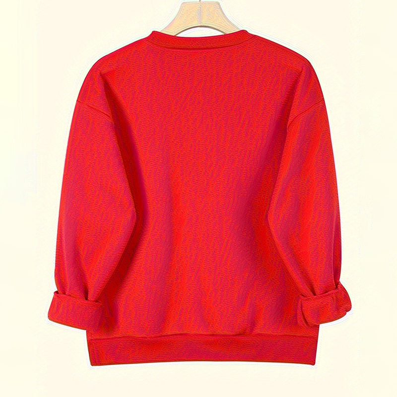 Women's Solid Color Casual Pullover Sweatshirt - Minimalist Round Neck Long Sleeve Top For Spring&Fall