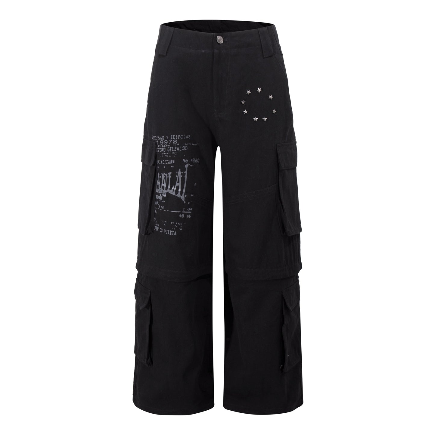 Removable Multi-pocket Cargo Pants Loose Wide-leg Pants