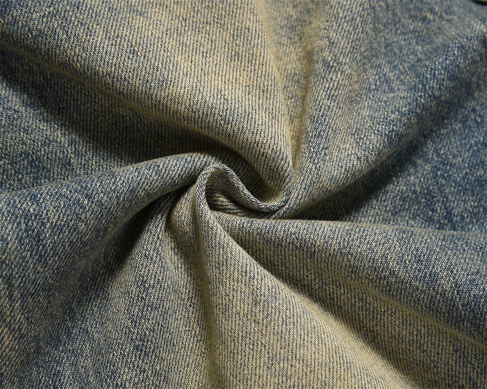 Washed Yellow Faded Jeans For Men