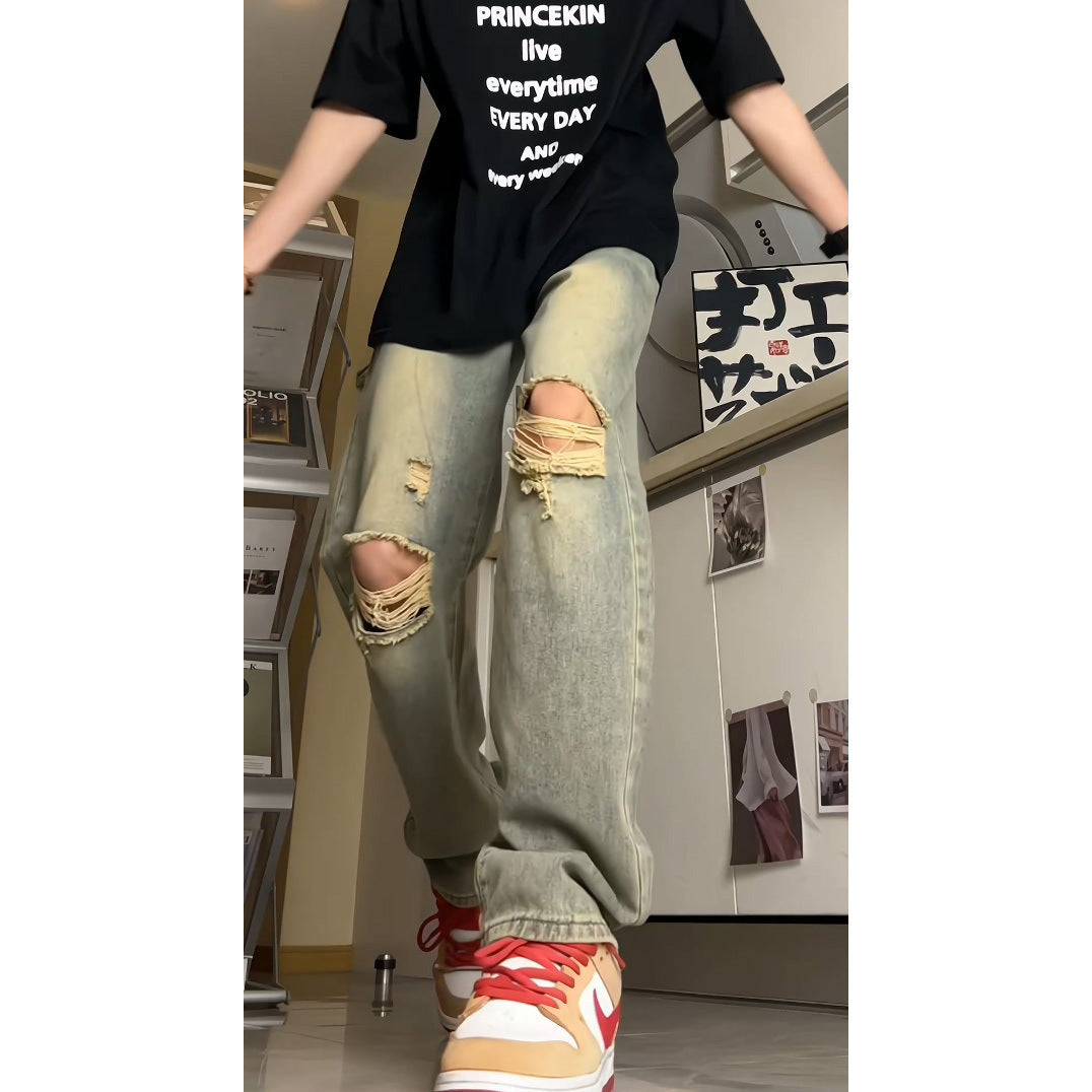 American Retro Washed Jeans For Men