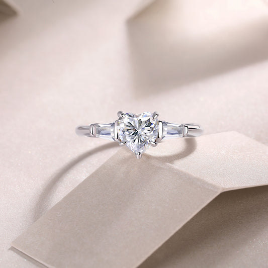 Large Diamond Ring Luxury Fashion Set Moissanite Silver Ring