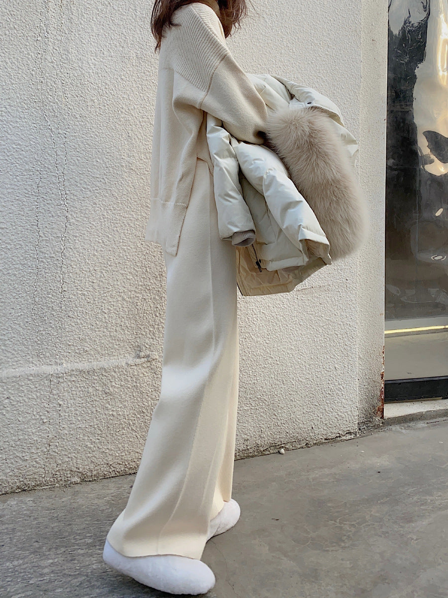 Women's Autumn And Winter Knitting Wide-leg Pants High Waist Drooping Mopping Casual