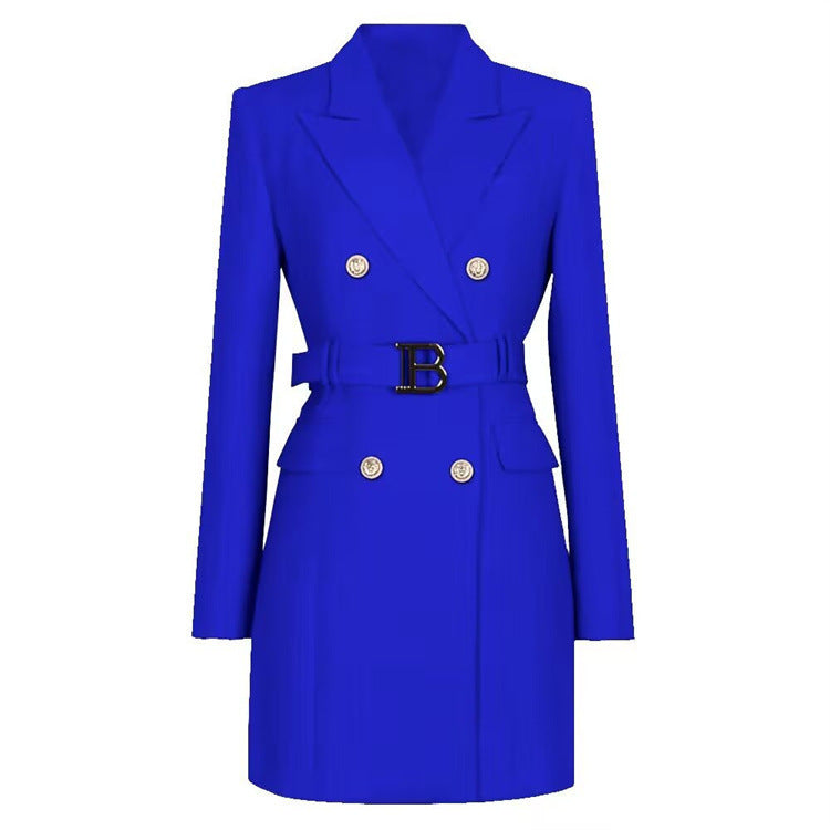 Fashionable Slim-fit Belted Long-sleeved Elegant Commuter Suit Dress