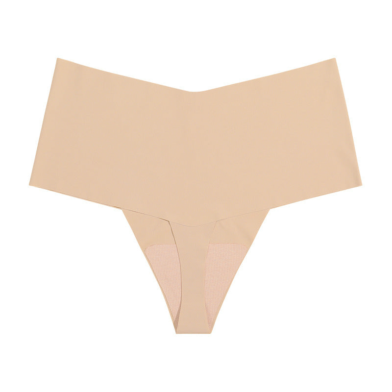 Women's High Waist Seamless Ice Silk T-shaped Cotton Crotch Underwear