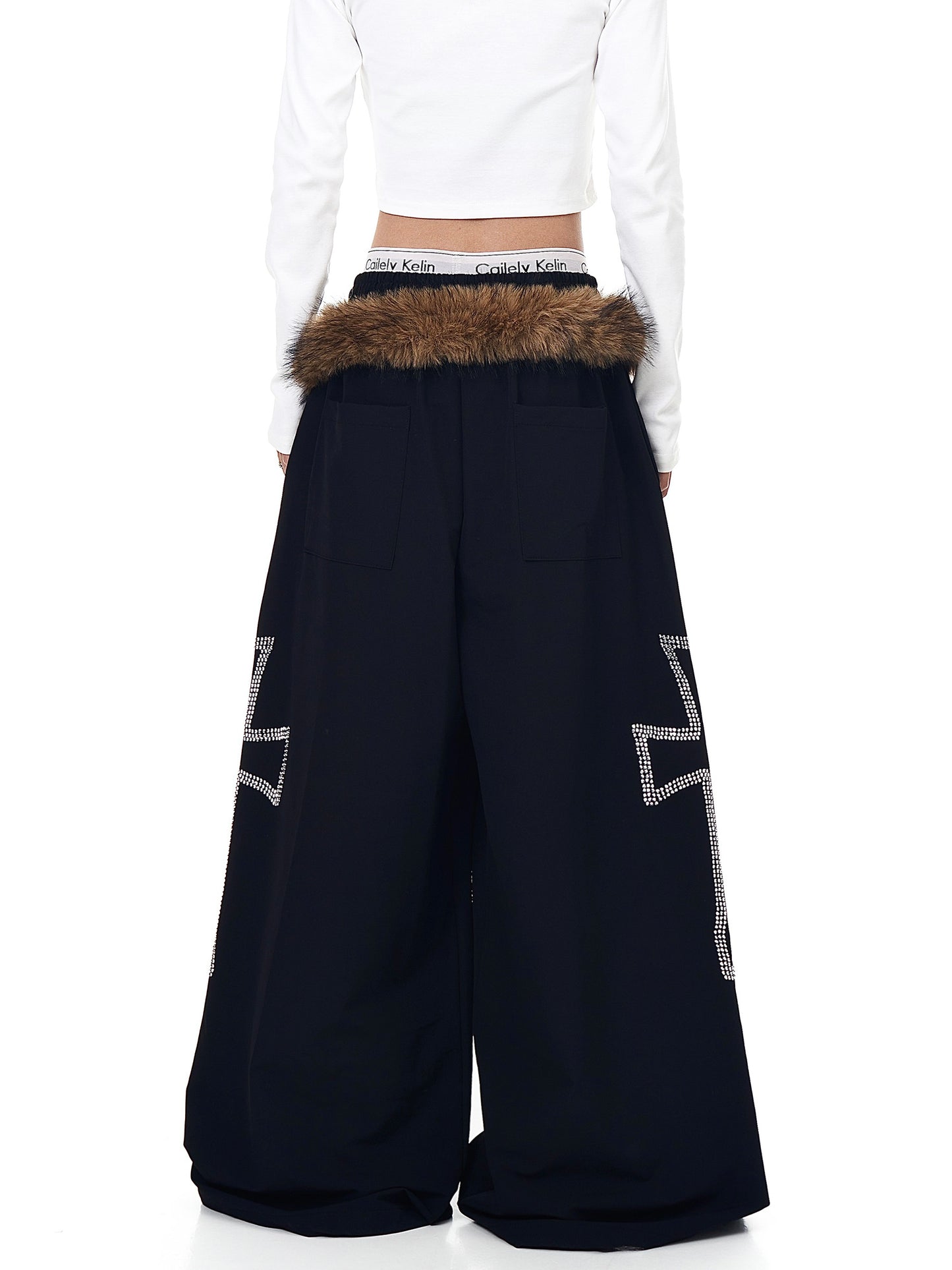 American Retro Deconstructed Detachable Fur Collar Overalls