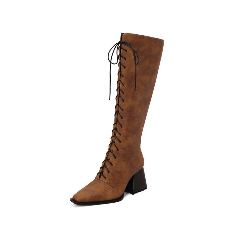 Leopard Print Boots With Pointed Toes And Thick Heels