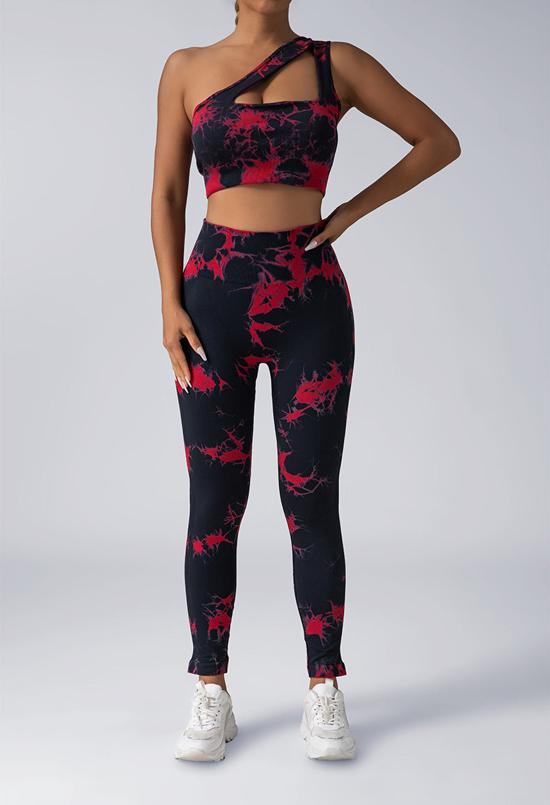 Fashion Seamless Knitted Tie-dye Yoga Suit Women
