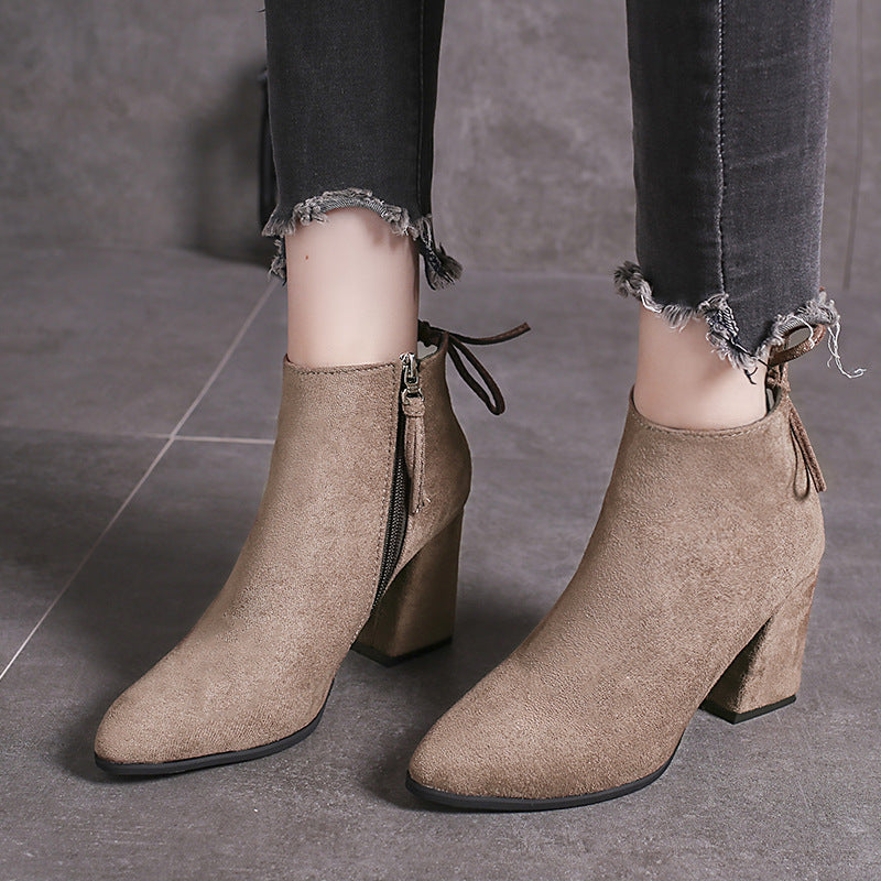 European And American Martin Boots Pointed High Heels Plus Size Women