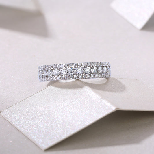 Luxury Fashion Multi-row Diamond Ring With Moissanite Silver Ring