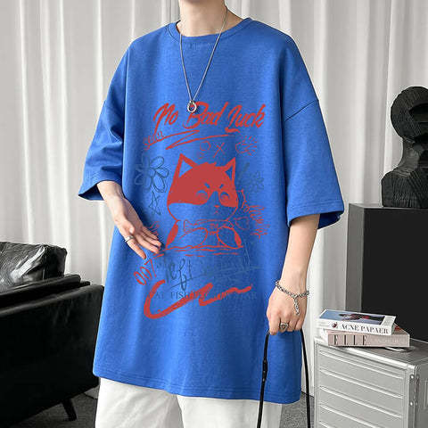 White Half Sleeve Cute Cat T-shirt Top