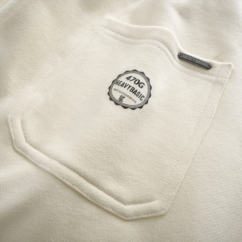 Ankle-tied Drawstring Thickened Fleece-lined Ivory White Casual Straight-leg Sports Pants For Men And Women