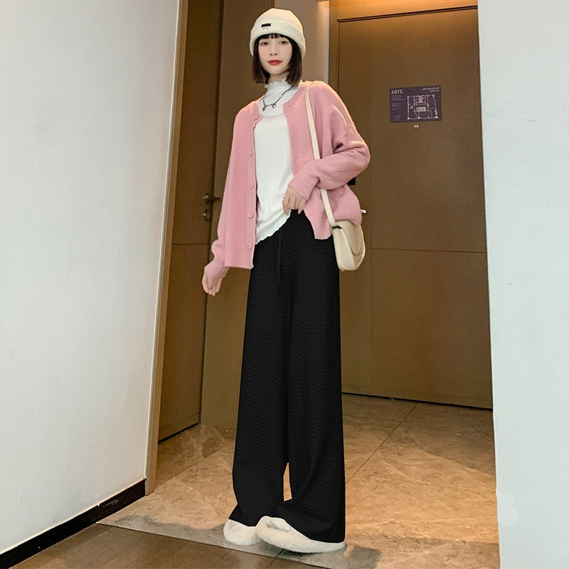 Elastic Waist Pajamas Woollen Trousers Women