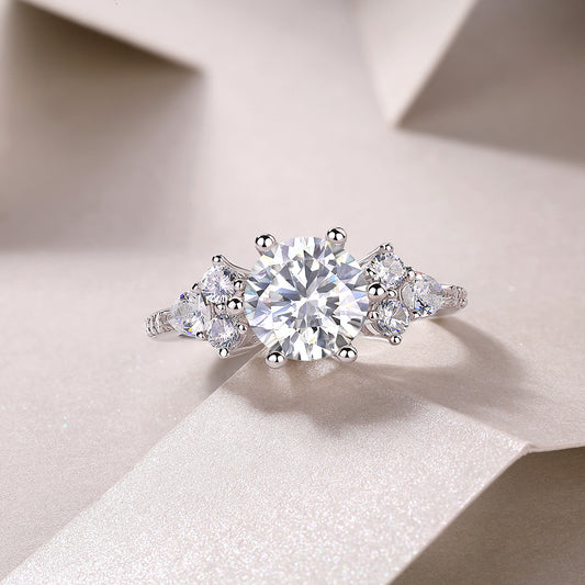 Luxury Fashion Diamond Ring Moissanite Silver Ring