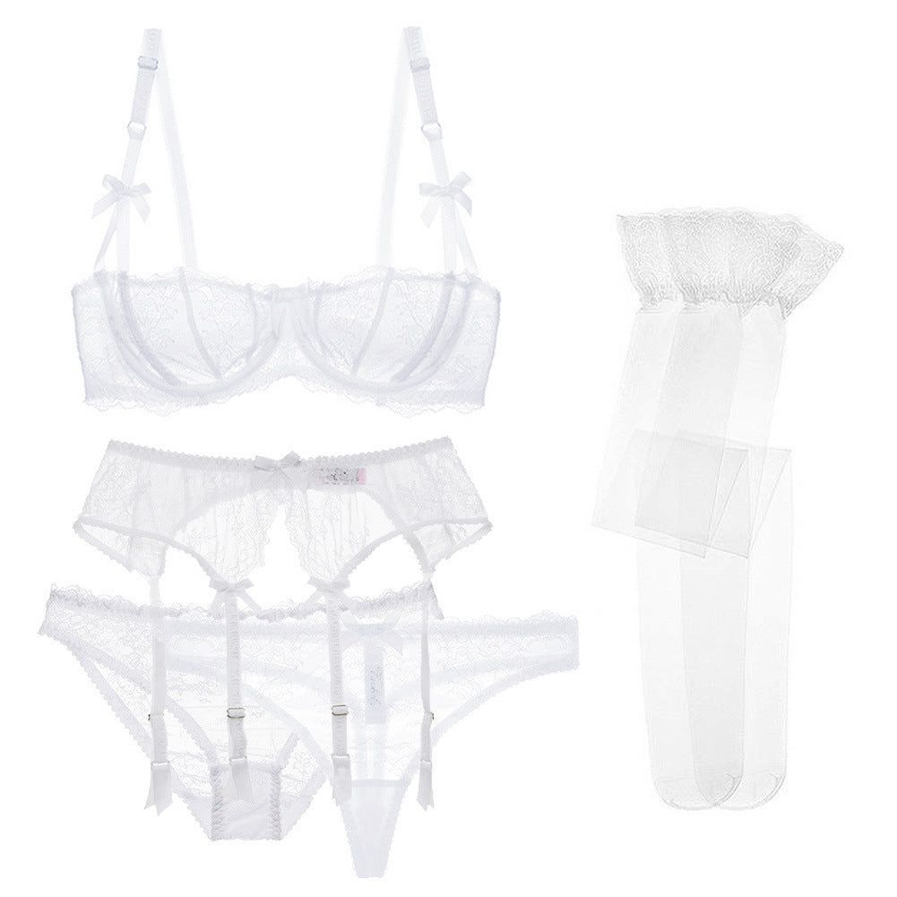 Women's Simple Half Cup Lace Bra Set