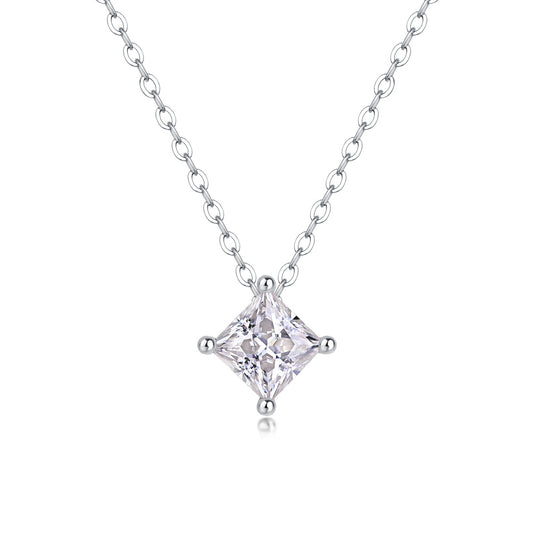 Keep The Luxury Fashion Diamond Pendant Necklace Set With Mosan Diamond Silver Ornaments