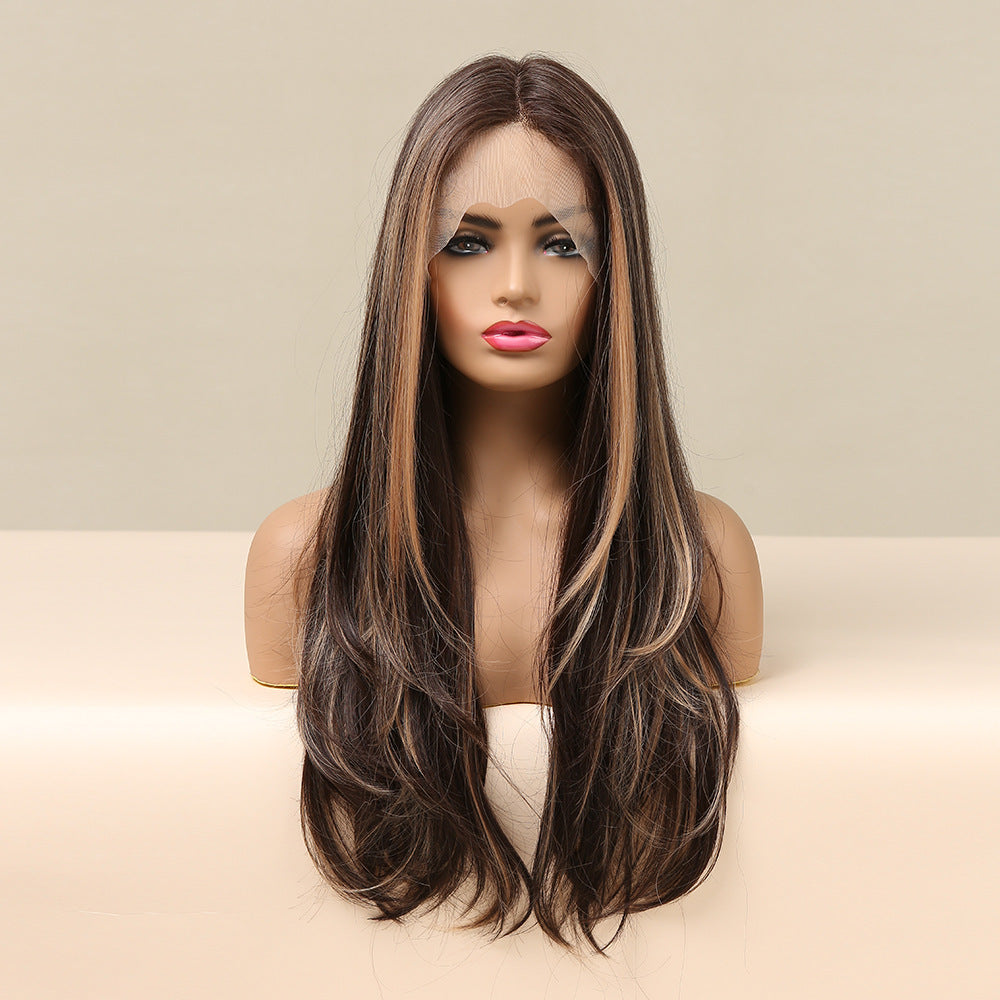 Women's Fashion Front Lace Middle Part Long Curly Wig