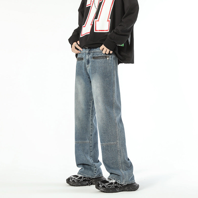 Fashion American Stitching Zipper Jeans Men