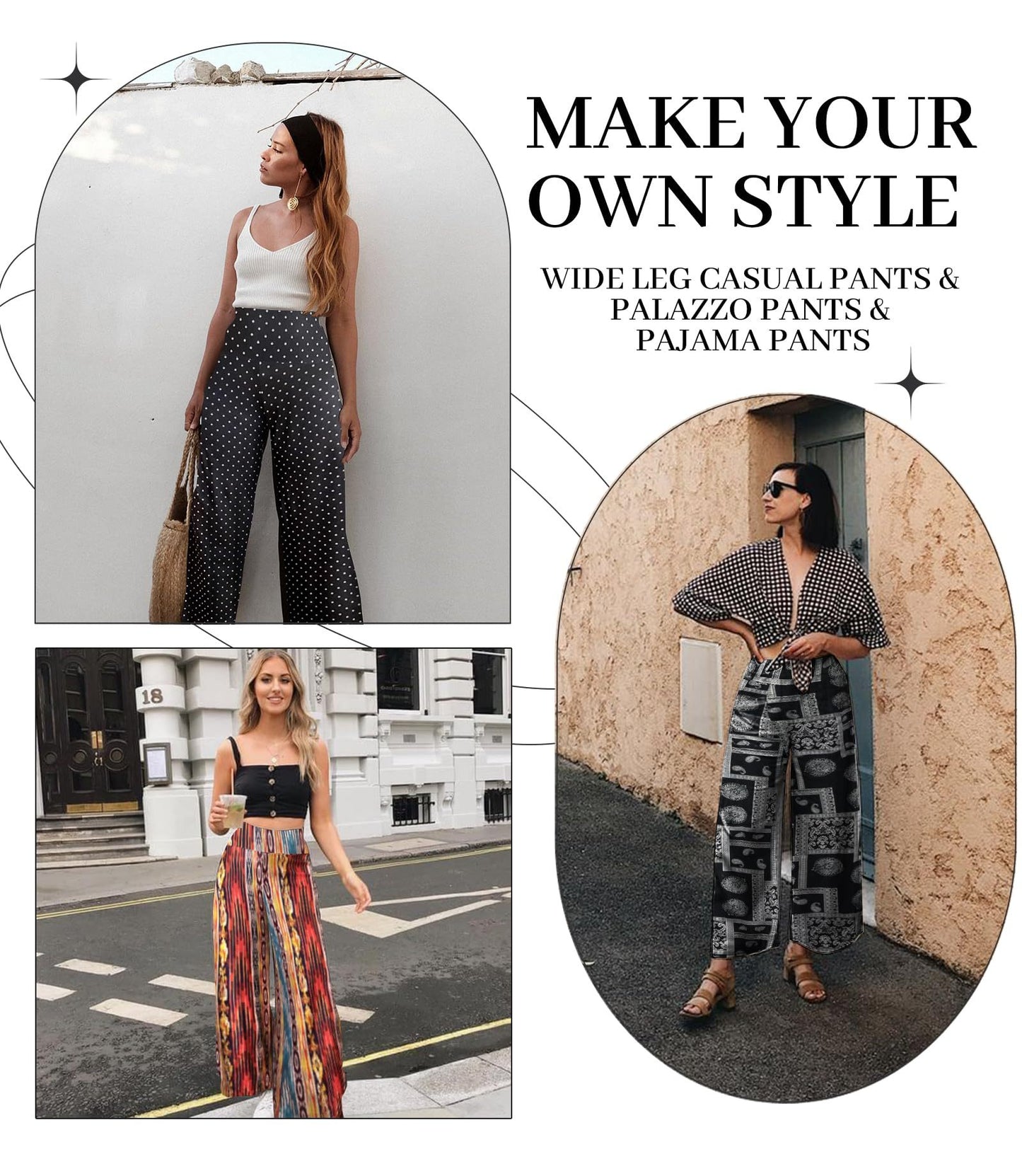 Wide-leg Pants - Skirt Print Black Ethnic Style