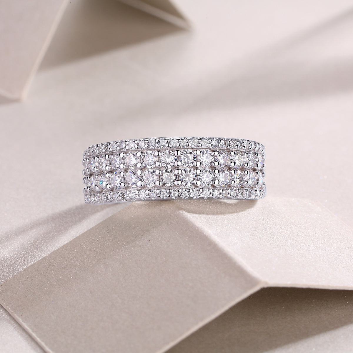 Multi-row Diamond Ring Luxury Fashion Set Moissanite Silver Ring