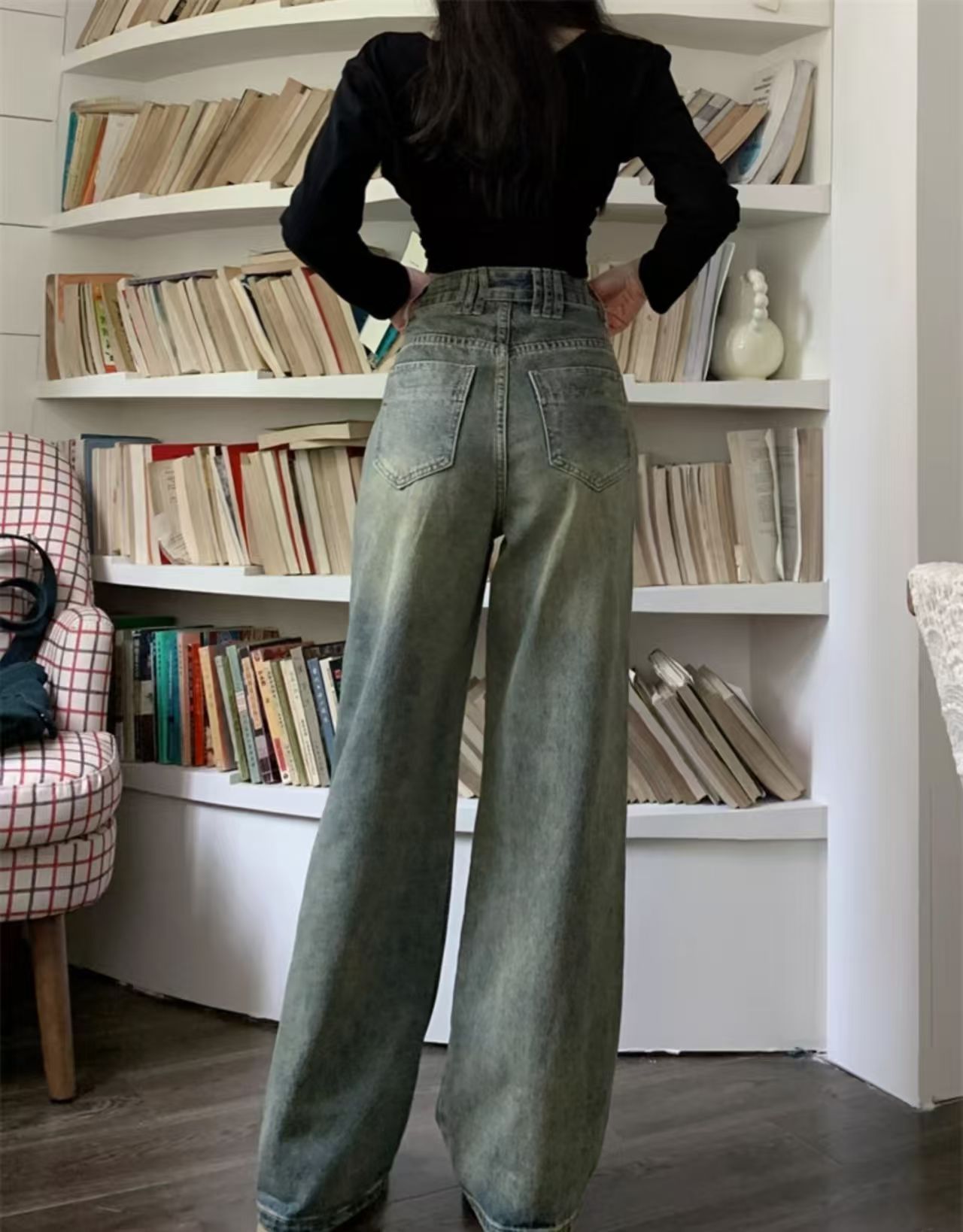 2025 New Retro Style, Washed Plain Loose Fit, Casual Style, Zipper Button Closure Jeans, Suitable For All Seasons, Versatile And Error Free.