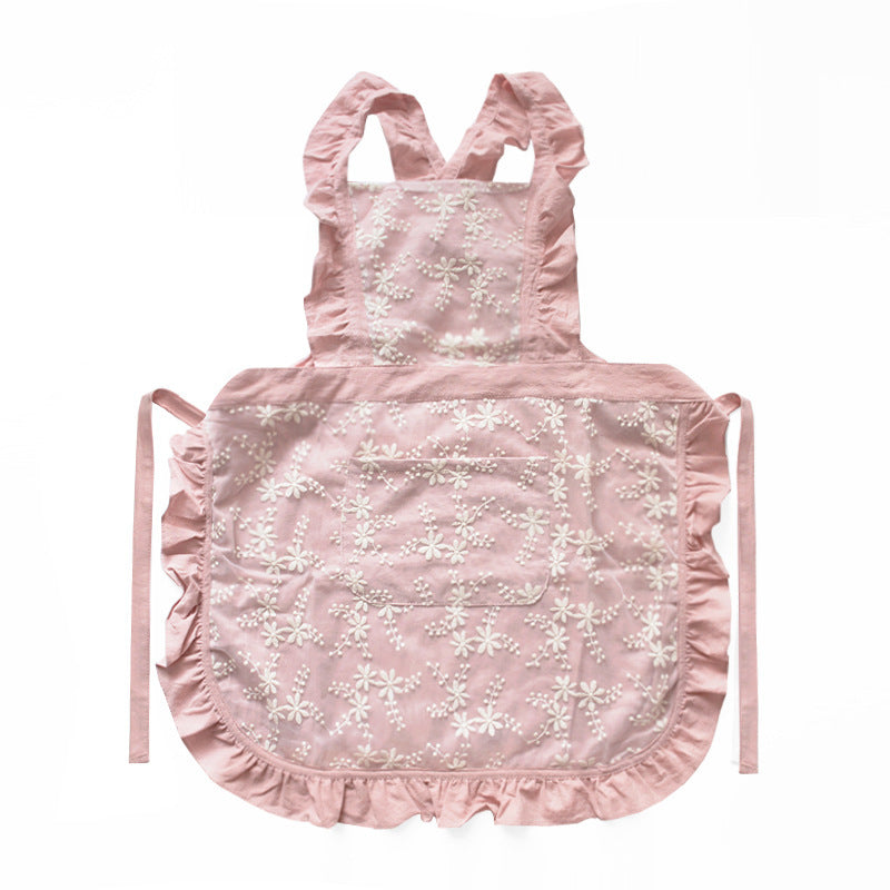 Kitchen Household Minimalist Cotton Linen Lace X Strap Apron