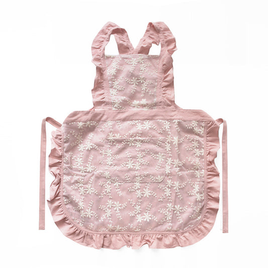 Kitchen Household Minimalist Cotton Linen Lace X Strap Apron