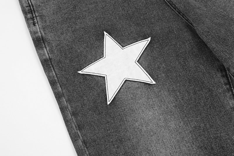 High Street Fashion Brand Star Patch Jeans For Men